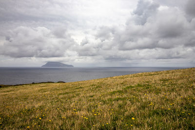 Azores islands, landscape with atlantic ocean, flores, travel destination for hiking.