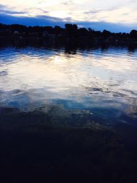 Scenic view of lake at sunset