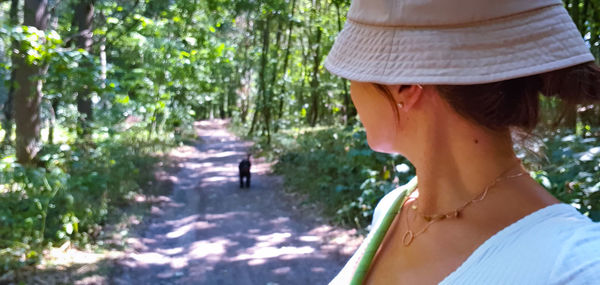 Rear view of woman wearing hat