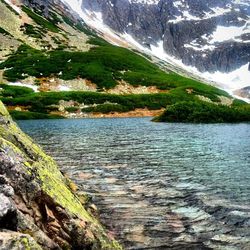 Scenic view of river and mountains