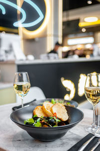 Close-up of food on table