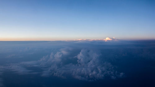 Aerial view of cloudscape against sky during sunset