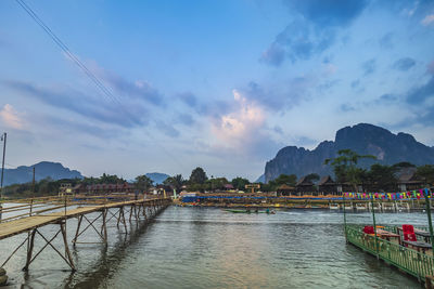 Sunrise on the song river, vang vieng, vientiane, laos