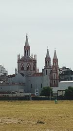 Facade of cathedral against clear sky