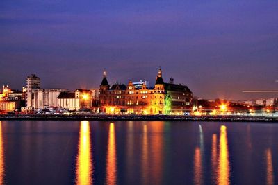 Illuminated cityscape at night