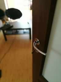 Close-up of open door