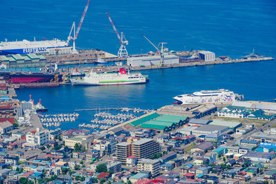 High angle view of buildings in city