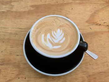 High angle view of coffee on table