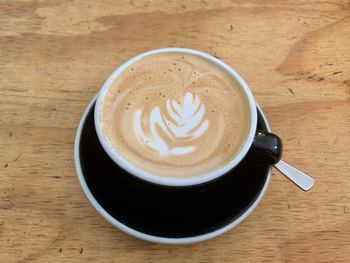 High angle view of coffee on table