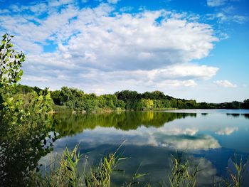 Scenic view of lake against sky