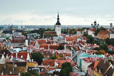 High angle view of townscape against sky