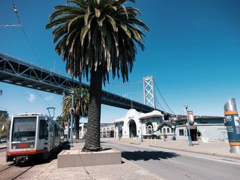 View of bridge against blue sky