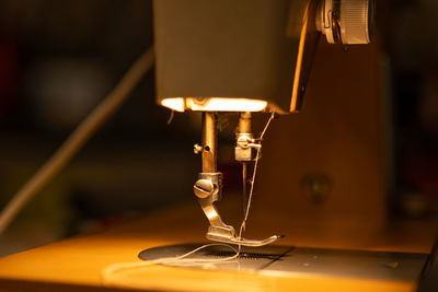 Close-up of sewing machine