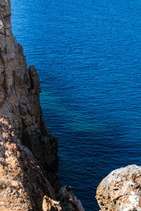 High angle view of rock formation in sea