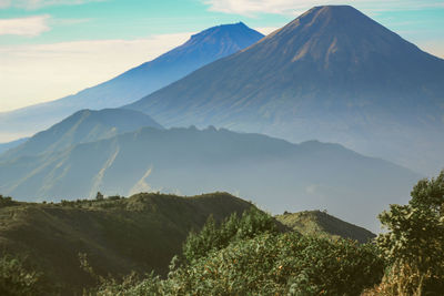 Scenic view of mountains against sky