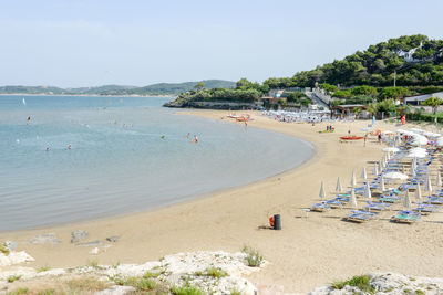 High angle view of beach against sky