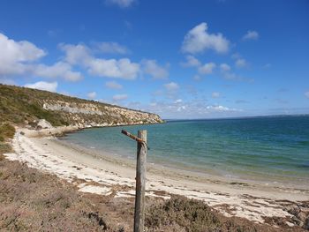 Scenic view of beach against sky