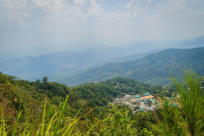 Scenic view of mountains against sky