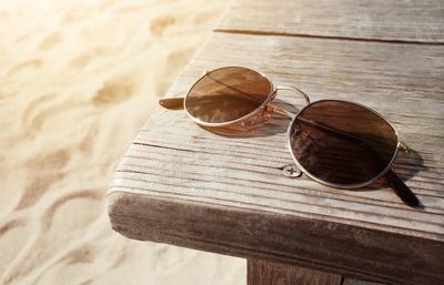 Close-up of sunglasses on table