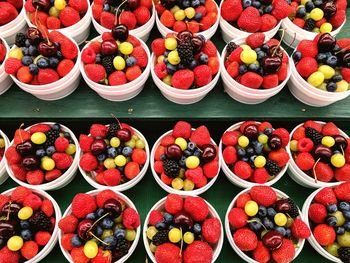 High angle view of fruits for sale