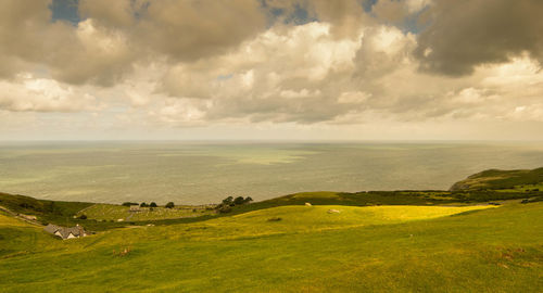 Scenic view of sea against cloudy sky