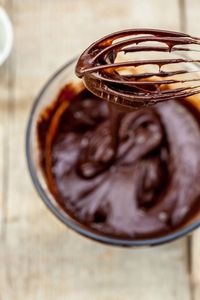 Close-up of dessert in bowl on table