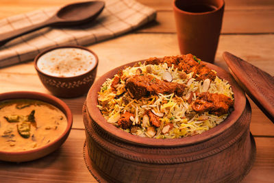 Close-up of food on table