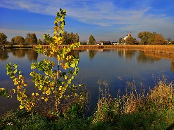 Scenic view of lake against sky