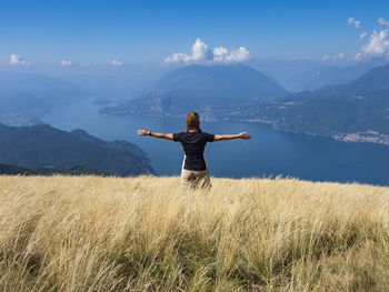 Mountaineering scene on lake como alps