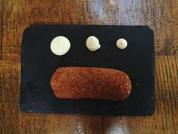 High angle view of breakfast on table