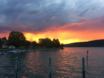 Scenic view of sea against sky during sunset
