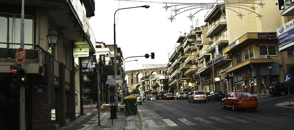 City street with buildings in background