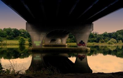 Reflection of bridge in river