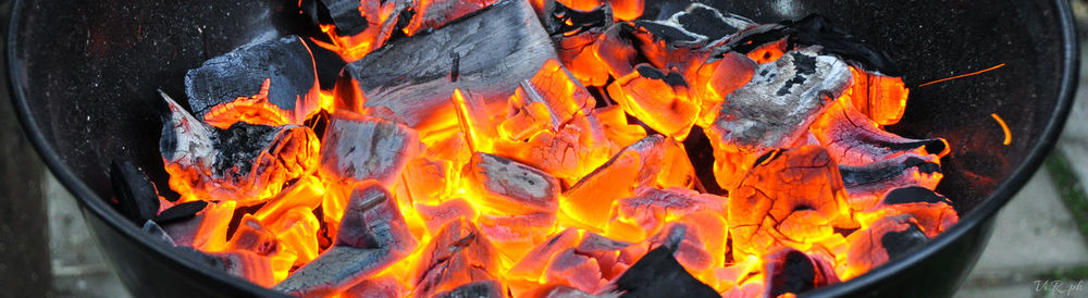 Close-up of fire on wood