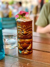 Close-up of drink in glass on table