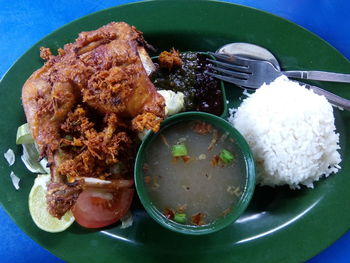 Close-up of served food in plate