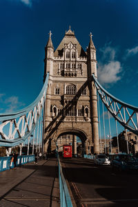 Low angle view of suspension bridge