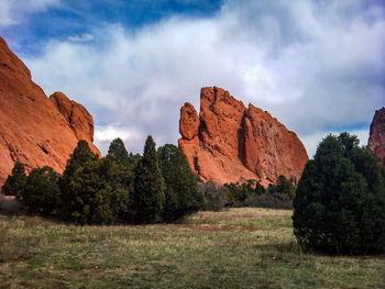 Panoramic view of rocks against sky