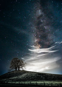 Scenic view of field against sky at night