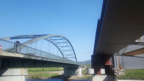 Low angle view of bridge against clear sky