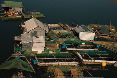 High angle view of buildings in city