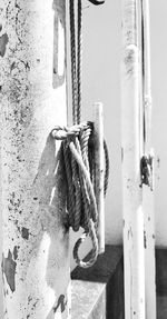 Close-up of rope tied to metal