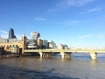 View of built structures against clear sky