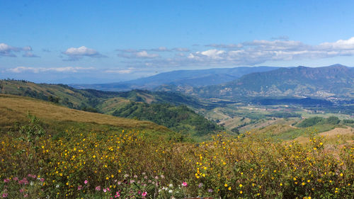 Scenic view of mountains against sky