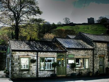 Houses with trees in background