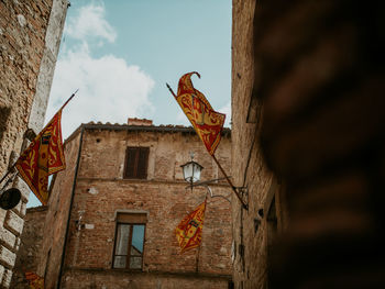 Low angle view of old building against sky