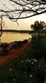 Scenic view of lake against clear sky