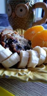 Close-up of breakfast on table