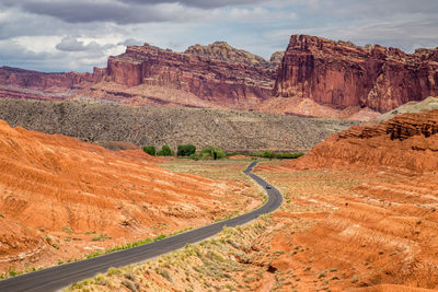 Scenic view of landscape against cloudy sky