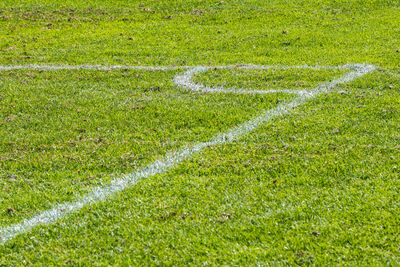 High angle view of soccer field